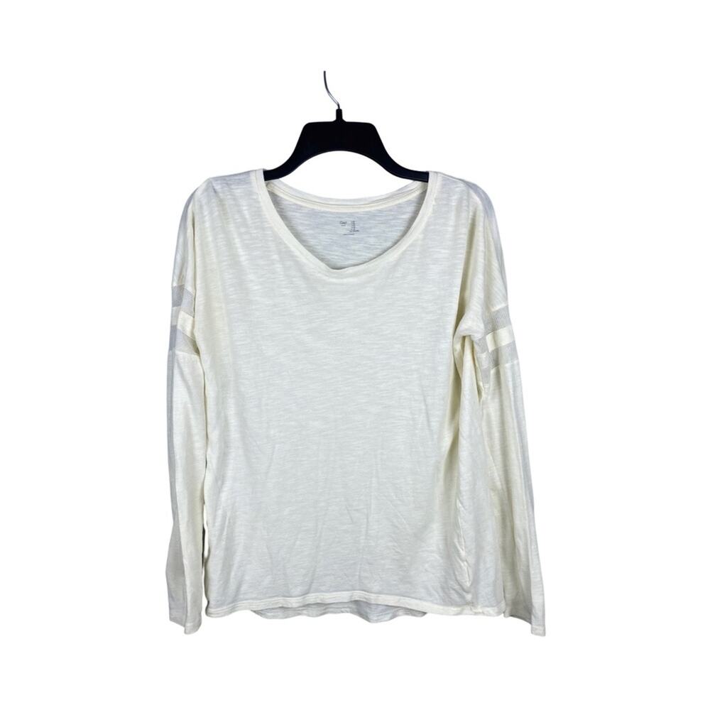 Gap Women's White‎ Long Sleeve with Mesh Inlay Sleeve Accents Size Medium